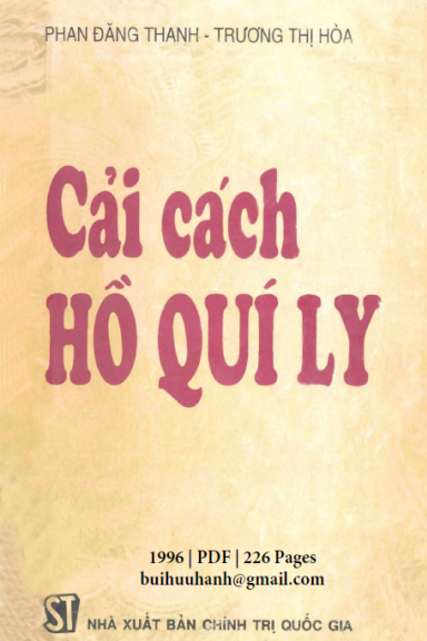Cải Cách Hồ Quý Ly (NXB Chính Trị 1996) - Phan Đăng Thanh, 226 Trang