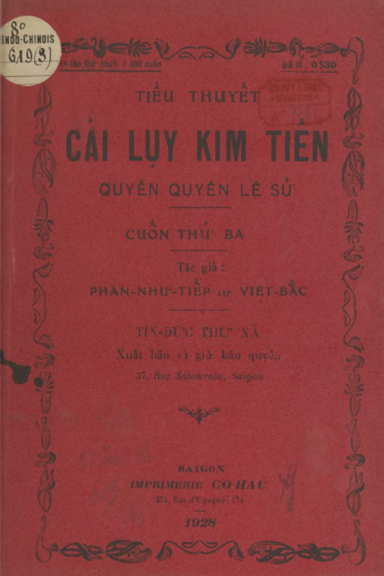 Cái Lụy Kim Tiền Cuốn 3 (NXB Tín Đức Thư Xã 1928) - Phan Như Tiếp, 34 Trang