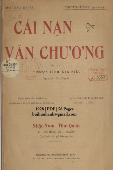 Cái Nạn Văn Chương (NXB Nhật Nam 1928) - Nguyễn Tử Siêu, 58 Trang