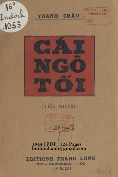 Cái Ngõ Tối (NXB Thăng Long 1944) - Thanh Châu, 124 Trang