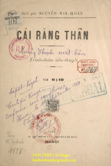 Cái Răng Thần (NXB Thực Nghiệp 1929) - Nguyễn Kim Hoàn, 34 Trang