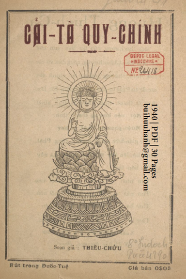 Cải Tà Quy Chính (NXB Đuốc Tuệ 1940) - Thiều Chửu, 30 Trang