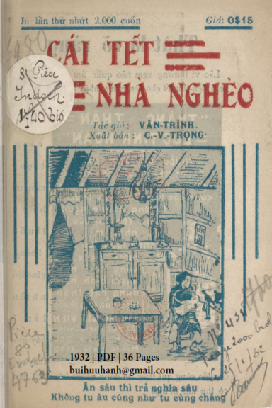 Cái Tết Nhà Nghèo (NXB Tín Đức Thư Xã 1932) - Vân Trình, 36 Trang
