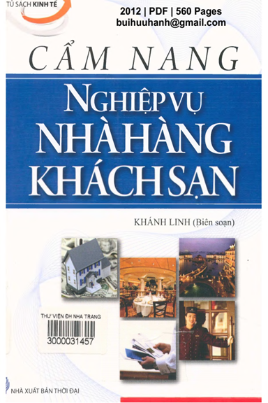 Cẩm Nang Nghiệp Vụ Nhà Hàng Khách Sạn (NXB Thời Đại 2012) - Khánh Linh, 560 Trang