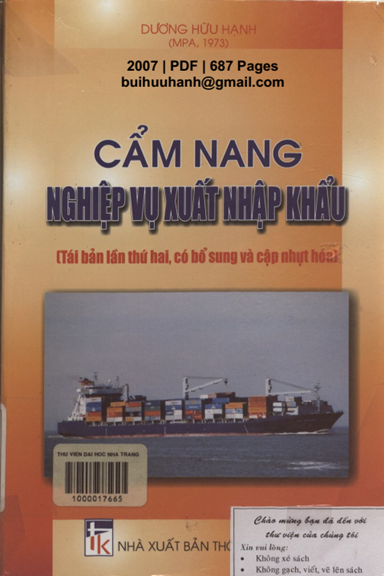 Cẩm Nang Nghiệp Vụ Xuất Nhập Khẩu (NXB Thống Kê 2007) - Dương Hữu Hạnh, 687 Trang