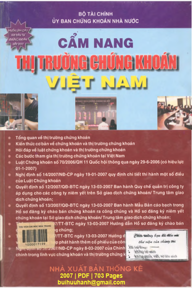 Cẩm Nang Thị Trường Chứng Khoán Việt Nam (NXB Thống Kê 2007) - Vũ Duy Khang, 703 Trang