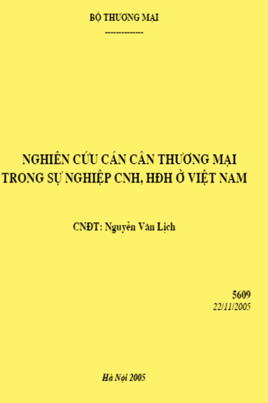 Cán Cân Thương Mại Trong Sự Nghiệp CNH, HĐH Ở Việt Nam (NXB Hà Nội 2005) - Nguyễn Văn Lịch 194 Trang