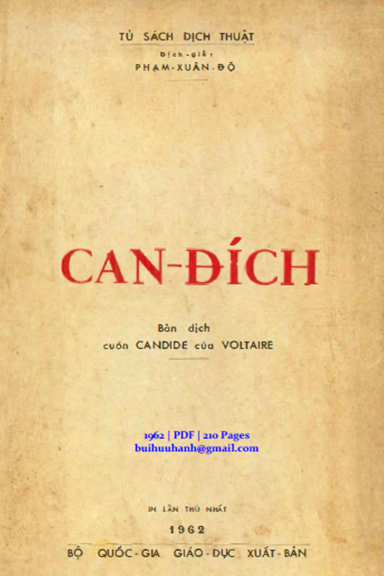 Can Đích (NXB Bộ Giáo Dục 1962) - Voltaire, 210 Trang