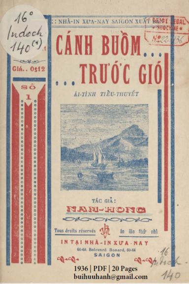 Cánh Buồm Trước Gió Cuốn 1-6 (NXB Xưa Nay 1936) - Nam Hồng, 120 Trang