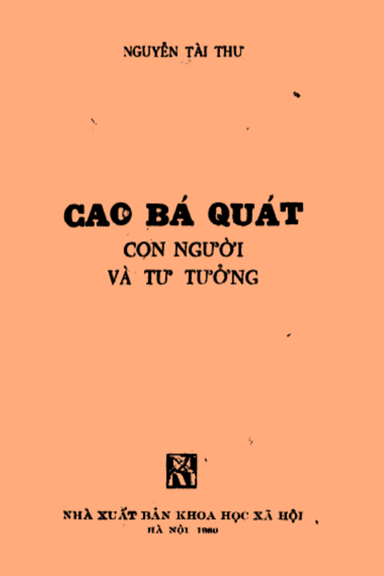 Cao Bá Quát Con Người Và Tư Tưởng (NXB Khoa Học Xã Hội 1980) - Nguyễn Tài Thư, 209 Trang