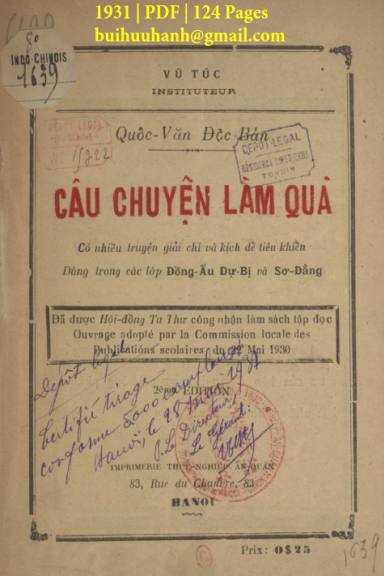 Câu Chuyện Làm Quà (NXB Thực Nghiệp 1931) - Vũ Túc, 124 Trang