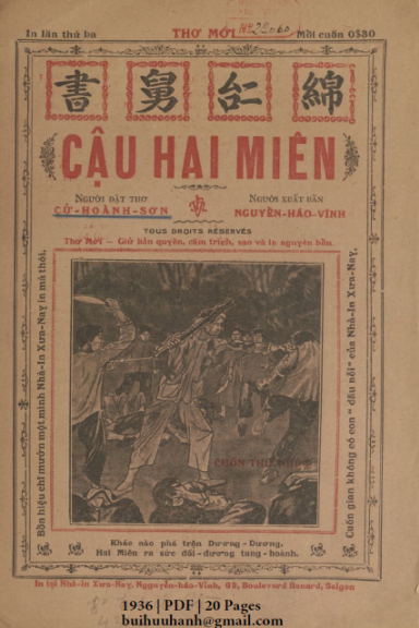 Cậu Hai Miên Cuốn 1 (NXB Xưa Nay 1936) - Cử Hoành Sơn, 20 Trang