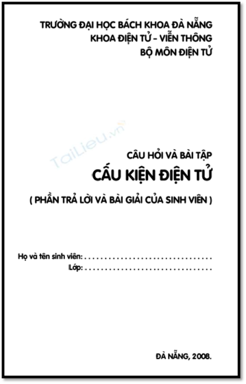 Câu Hỏi Và Bài Tập Cấu Kiện Điện Tử (NXB Đà Nẵng 2008) - Dư Quang Bình, 80 Trang