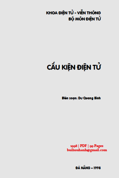 Cấu Kiện Điện Tử (NXB Đà Nẵng 1998) - Dư Quang Bình, 99 Trang