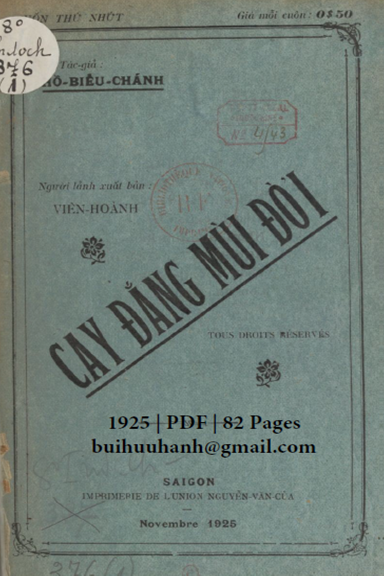 Cay Đắng Mùi Đời Cuốn 1 (NXB Nguyễn Văn Của 1925) - Hồ Biểu Chánh, 82 Trang