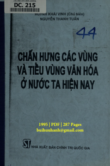 Chấn Hưng Các Vùng Và Tiểu Vùng Văn Hóa Ở Nước Ta Hiện Nay (NXB Chính Trị 1995) - Huỳnh Khái Vinh