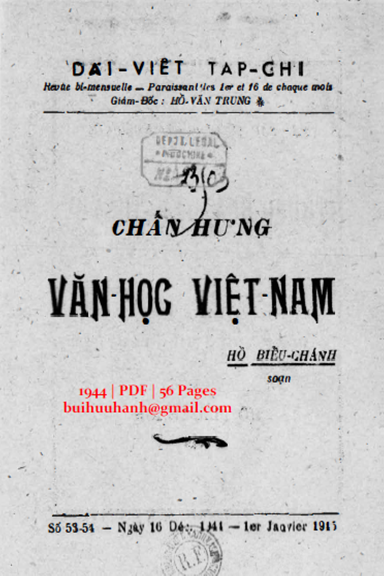 Chấn Hưng Văn Học Việt Nam (NXB Đại Việt 1944) - Hồ Biểu Chánh, 56 Trang