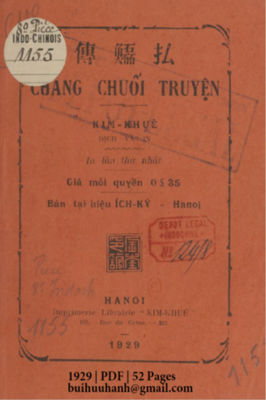 Chàng Chuối Truyện (NXB Kim Khuê 1929) - Kim Khuê, 52 Trang