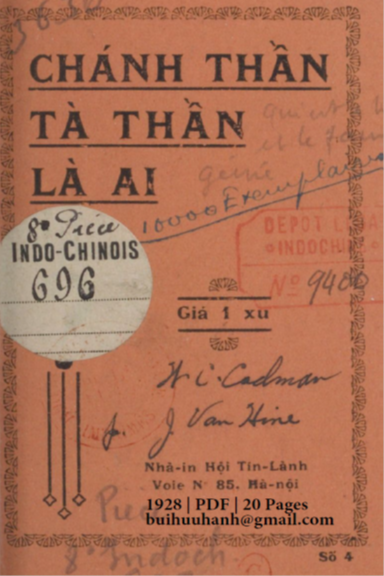 Chánh Thần Tà Thần Là Ai (NXB Tin Lành 1928) - Nhiều Tác Giả, 20 Trang