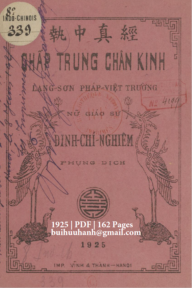 Chấp Trung Chân Kinh (NXB Vĩnh Thành 1925) - Đinh Chí Nghiêm, 162 Trang