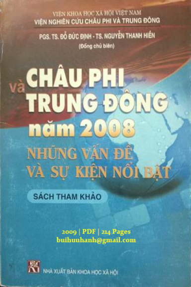 Châu Phi Và Trung Đông Năm 2008 Những Vấn Đề Và Sự Kiện Nổi Bật - Đỗ Đức Định, 213 Trang