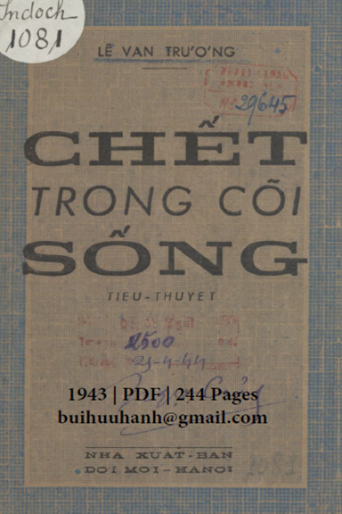 Chết Trong Cõi Sống (NXB Đời Mới 1943) - Lê Văn Trương, 244 Trang