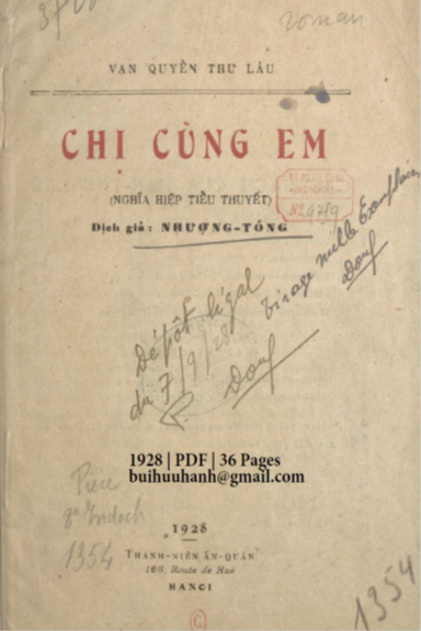 Chị Cùng Em (NXB Thanh Niên 1928) - Nhượng Tống, 36 Trang