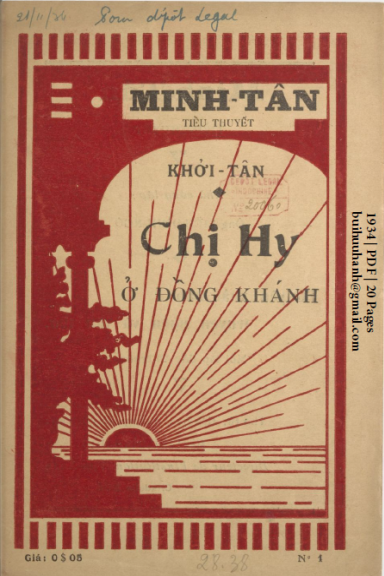 Chị Hy Ở Đồng Khánh (NXB Đắc Lập 1934) - Khởi Tân, 20 Trang