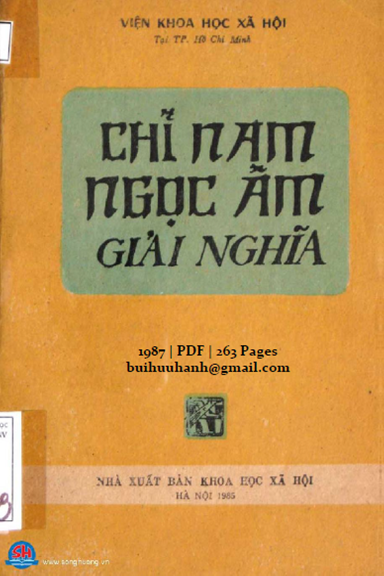 Chỉ Nam Ngọc Âm Giải Nghĩa (NXB Khoa Học Xã Hội 1987) - Trần Xuân Ngọc Lan, 263 Trang