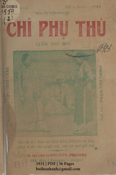 Chí Phụ Thù Cuốn 2 (NXB Đức Lưu Phương 1931) - Lưu Công Châu, 36 Trang