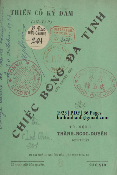 Chiếc Bóng Đa Tình (NXB Nghiêm Hàm 1923) - Thành Ngọc Duyên, 36 Trang