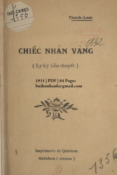 Chiếc Nhẫn Vàng (NXB Qui Nhơn 1931) - Thanh Lam, 84 Trang