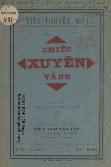 Chiếc Xuyến Vàng (NXB Việt Nam Văn Tập 1929) - Nguyễn Văn Thao, 70 Trang