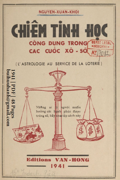 Chiêm Tinh Học Công Dụng Trong Các Cuộc Xổ Số (NXB Văn Hồng 1941) - Nguyễn Xuân Khôi, 48 Trang