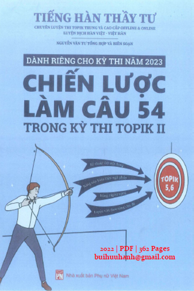 Chiến Lược Làm Câu 54 Trong Kỳ Thi TOPIK II (NXB Phụ Nữ 2022) - Nguyễn Văn Tư, 362 Trang