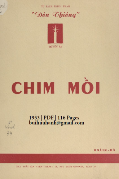 Chim Mồi Quyển 3 (NXB Đèn Thiêng 1953) - Hoàng Hồ, 116 Trang