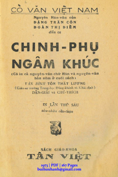 Chinh Phụ Ngâm Khúc (NXB Tân Việt 1973) - Đặng Trần Côn, 167 Trang