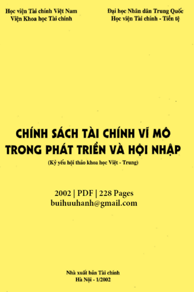 Chính Sách Tài Chính Vĩ Mô Trong Phát Triển Và Hội Nhập (NXB Tài Chính 2000) - Nhiều Tác Giả