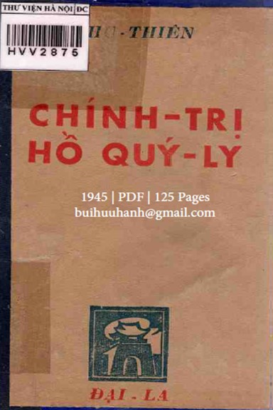 Chính Trị Hồ Quý Ly (NXB Đại La 1945) - Chu Thiên, 125 Trang