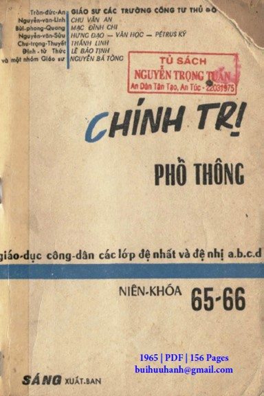 Chính Trị Phổ Thông Niên Khóa 65-66 (NXB Sáng 1965) - Trần Đức An, 156 Trang