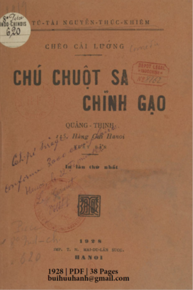 Chú Chuột Sa Chĩnh Gạo (NXB Thực Nghiệp 1928) - Nguyễn Thúc Khiêm, 38 Trang