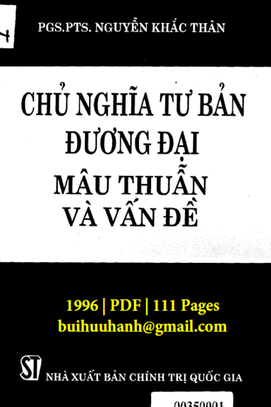 Chủ Nghĩa Tư Bản Đương Đại Mâu Thuẫn Và Vấn Đề (NXB Chính Trị 1996) - Nguyễn Khắc Thân, 111 Trang