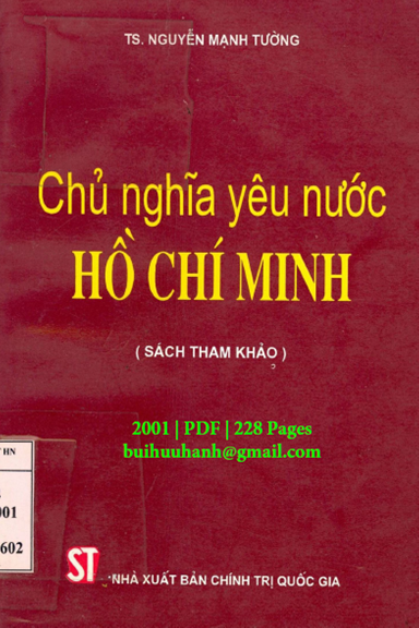Chủ Nghĩa Yêu Nước Hồ Chí Minh (NXB Chính Trị 2001) - Nguyễn Mạnh Tường, 228 Trang
