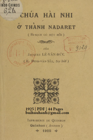 Chúa Hài Nhi Ở Thành Nadaret (NXB Qui Nhơn 1925) - Lê Văn Đức, 44 Trang