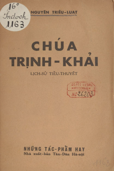 Chúa Trịnh Khải (NXB Tân Dân 1940) - Nguyễn Triệu Luật, 136 Trang