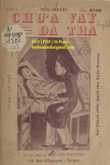 Chưa Vay Đã Trả Cuốn 1 (NXB Đức Lưu Phương 1931) - Dã Hạt, 36 Trang
