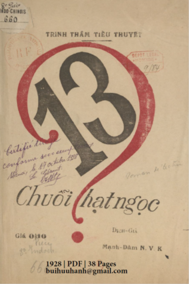 Chuỗi Hạt Ngọc 13 (NXB Thực Nghiệp 1928) - Mạnh Đàm, 38 Trang