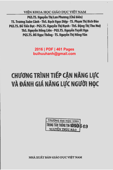 Chương Trình Tiếp Cận Năng Lực Và Đánh Giá Năng Lực Người Học - Nguyễn Thị Lan Phương, 461 Trang