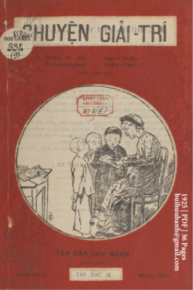 Chuyện Giải Trí Tập 9 (NXB Tân Dân 1925) - Dương Bá Trạc, 36 Trang