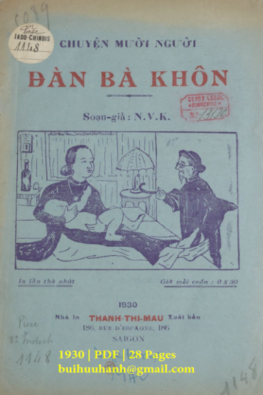 Chuyện Mười Người Đàn Bà Khôn (NXB Thạnh Thị Mậu 1930) - Nguyễn Viên Kiều, 28 Trang